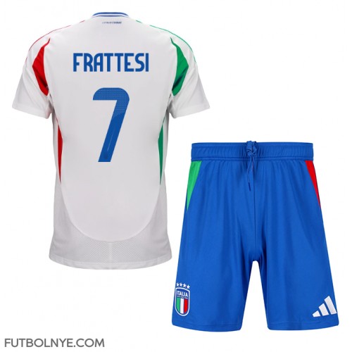 Camiseta Italia Davide Frattesi #7 Visitante Equipación para niños Eurocopa 2024 manga corta (+ pantalones cortos)